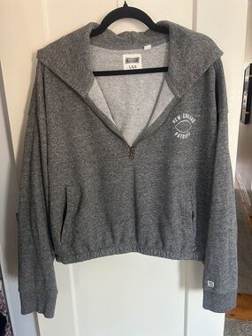 New England Patriots Gray Half-Zip Pullover Hoodie